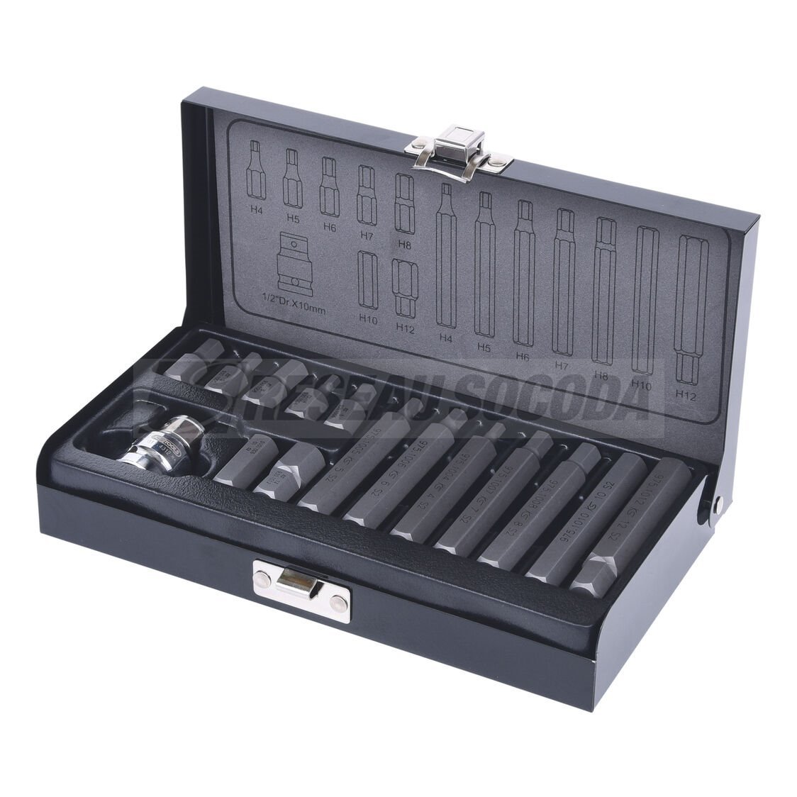 Coffret d`embouts 6 pans male 15pcs 4-5-6-7-8-10-1