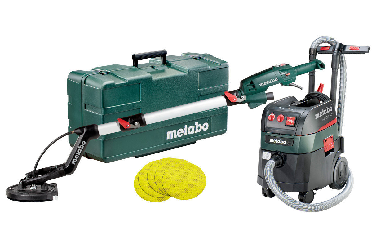 Machines filaires en set - Metabo - LSV 5-225 Comfort + ASR 35 L ACP Set - Coffret; avec 25 feuilles abrasives auto-agrippantes P 120