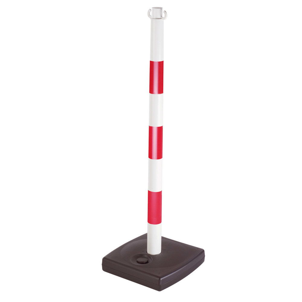 Poteau pvc chantier rouge/blanc sur socle