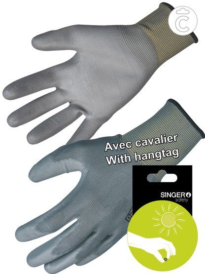 Paire gants polyamide gris enduit pu t10 cl:3121 e