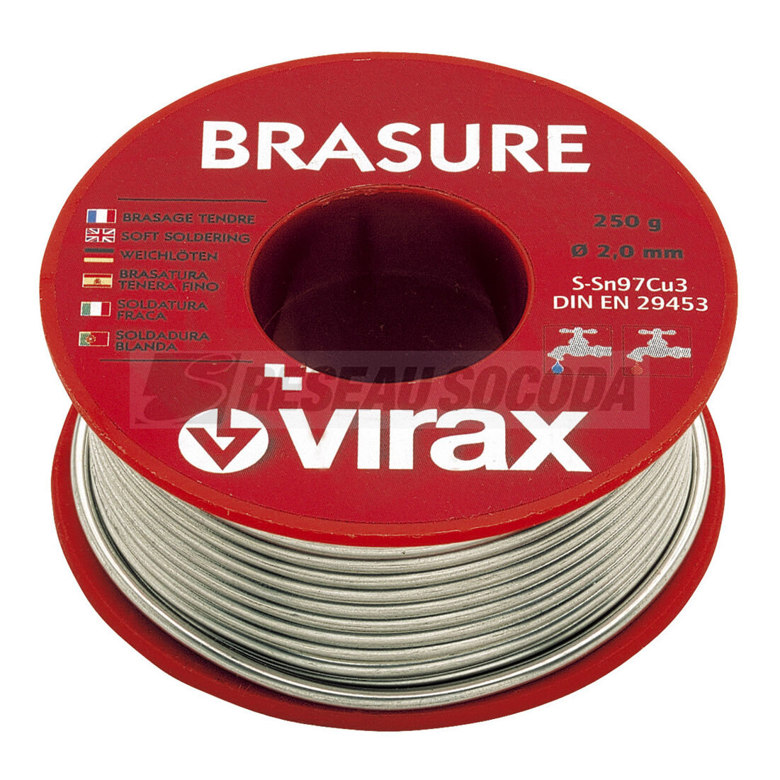 Brasure virax max d 2mm rlx de 250 etain