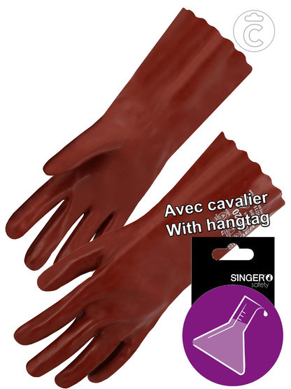 Gants pvc rouge 36cm