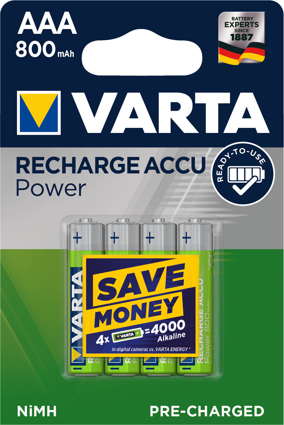 Pile rechargeable varta hr6 blister 4 lr03