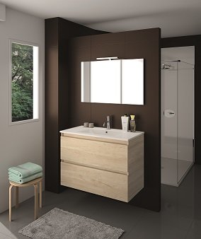 Ab dario ens meuble 2t+miroir 90cm chene