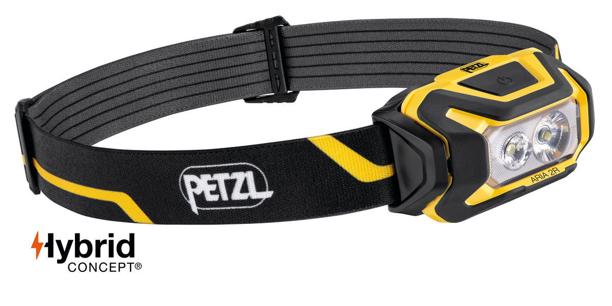 Lampe front. petzl aria2r 600lum. + batt. recharg.