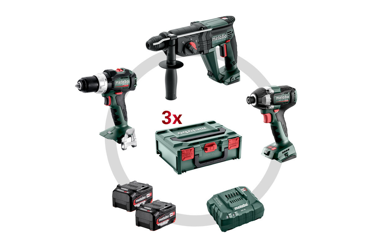 Machines sans fil en set - Metabo - Combo Set 3.1 - 18V; Mallette souple; SB 18 LT BL + W 18 L 9-125 Quick + KH 18 LTX 24