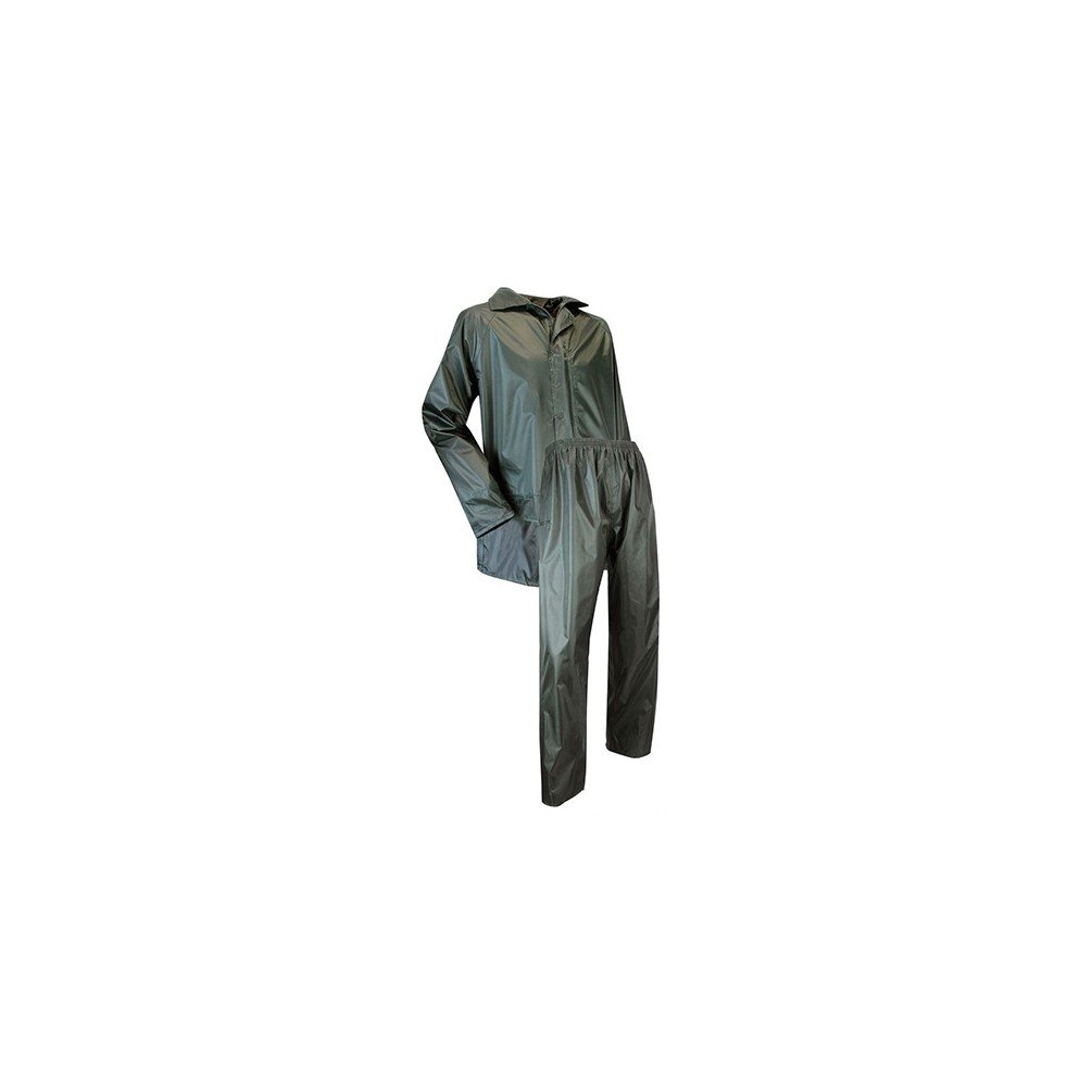 Ens. pluie kaki t3 veste/pant pvc 210g averse lma